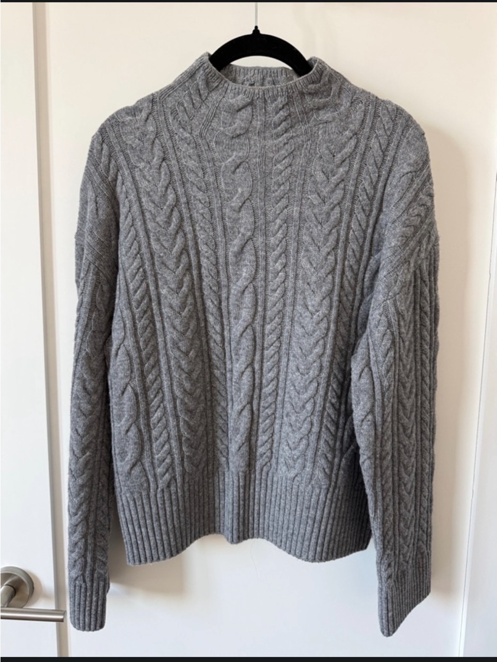 COS Women's Gray Cable Wool Knit Sweater
